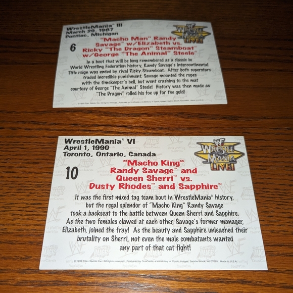 Macho Man Randy Savage WWF Wrestlemania Live! 4" x 6" PhotoCards Set - Picture 2 of 2
